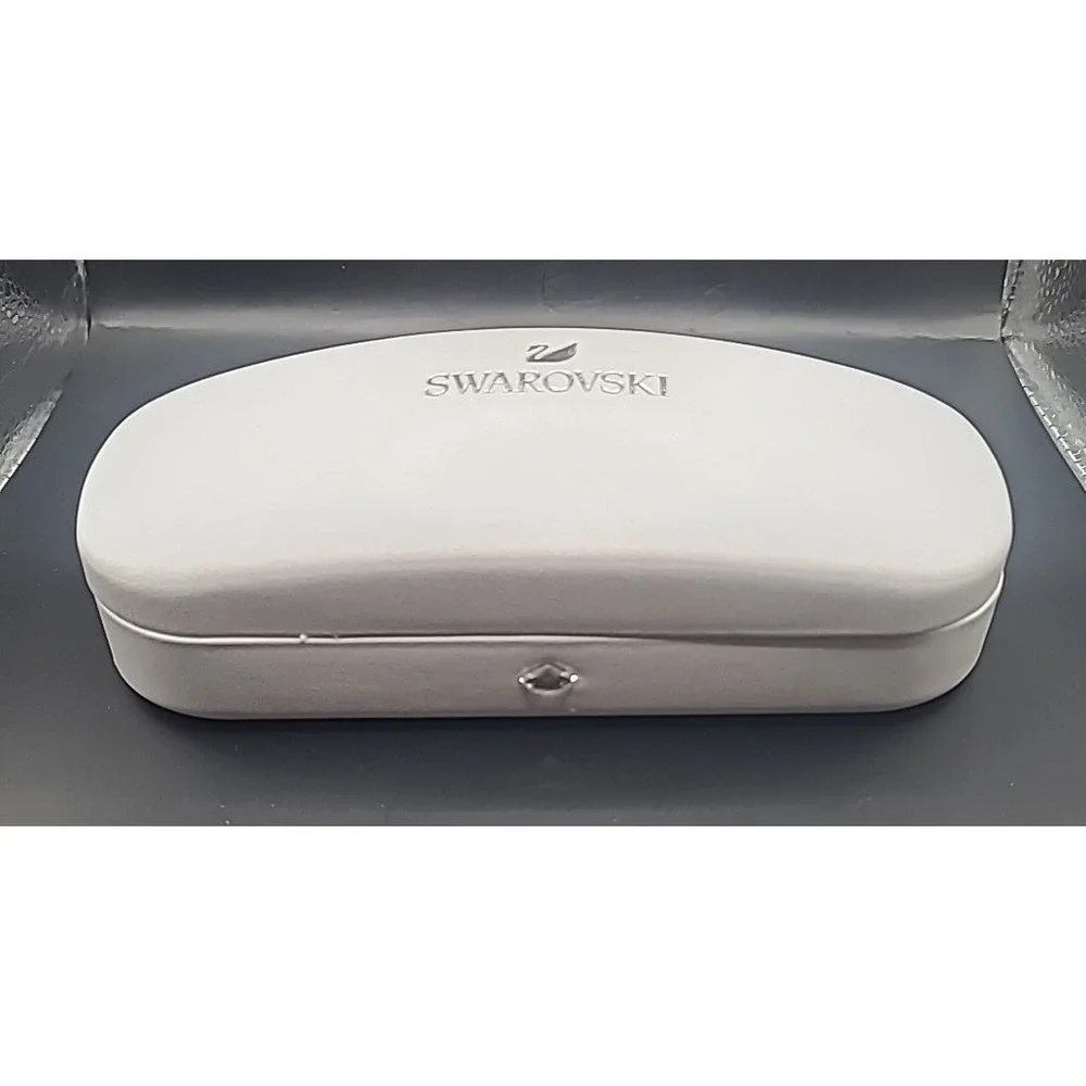 Swarovski Eyeglass Case ONLY White Good Hard Shell Swan Logo Protective